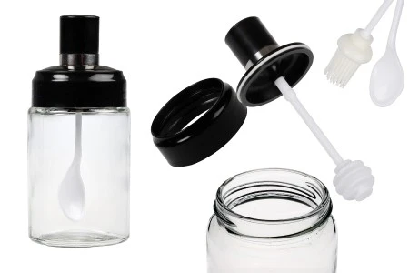 Set staklenih tegli 200mL sa pričvršćenom kašikom, dipperom i/ili četkicom-1