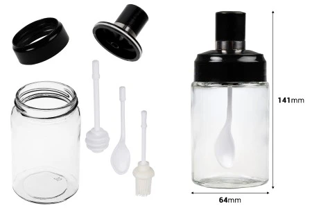 Set staklenih tegli 200mL sa pričvršćenom kašikom, dipperom i/ili četkicom-2
