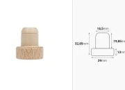 Čep od sintetičke silikonske plute f18,5 mm sa regulatorom protoka i drvenom odvojivom glavom