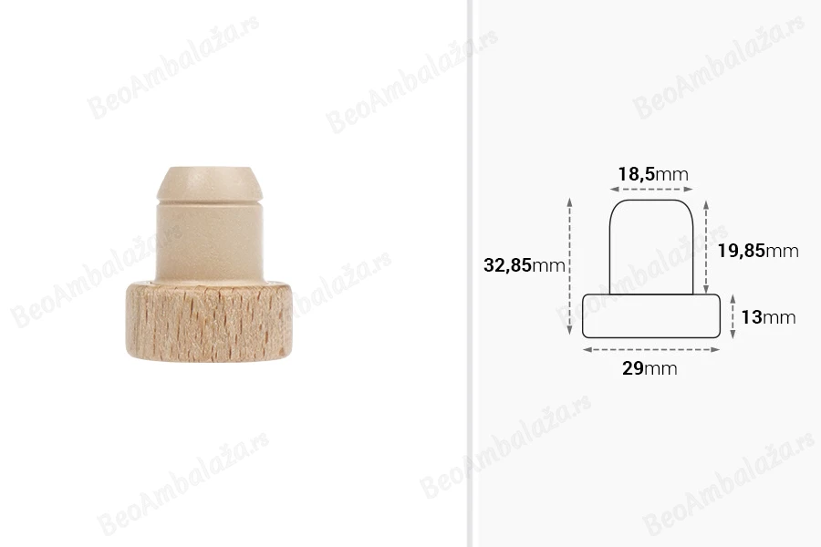 Čep od sintetičke silikonske plute f18,5 mm sa regulatorom protoka i drvenom odvojivom glavom-dimenzije_slike