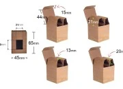 Kartonska kutija 45x45x65mm sa prozorom, u dezenu drveta, za teglice za kreme od 30mL i 40mL - 50 kom Kartonska kutija 45x45x65mm sa prozorom, u dezenu drveta, za teglice za kreme od 30mL i 40mL - 50 kom