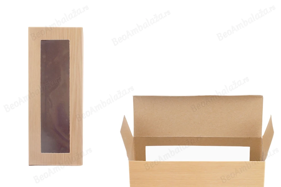 Kartonska kutija 135x46x52mm sa prozorom, u dezenu drveta, za 3 teglice za kreme od 40mL - 50 kom-slika_proizvoda