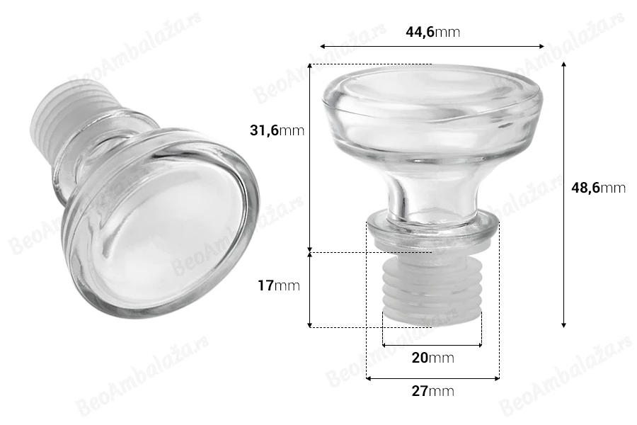 Stakleni čep f19,5 mm-dimenzije_slike