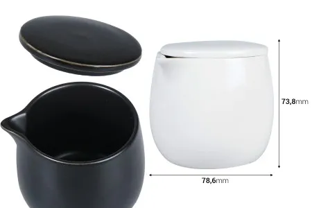 Keramička posuda 200mL sa poklopcem i izlivom za vosak, u crnoj ili beloj boji-2