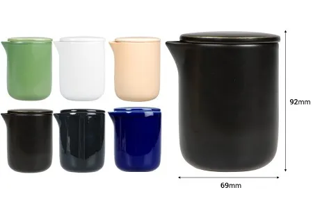 Keramička posuda 200mL sa poklopcem i izlivom za vosak, u raznim bojama-2