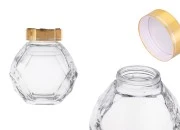 Staklena tegla 200 ml sa zlatnim zatvaračem za med Staklena tegla 200 ml sa zlatnim zatvaračem za med