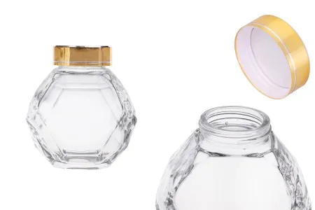 Staklena tegla 200 ml sa zlatnim zatvaračem za med-1