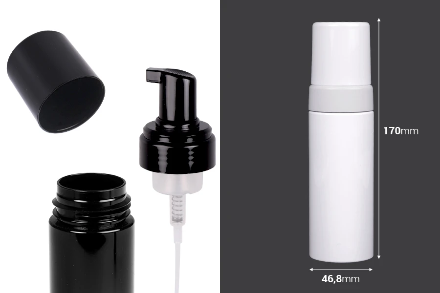 PET plastična flašica 150mL sa pumpicom za penu - 12 kom-dimenzije_slike