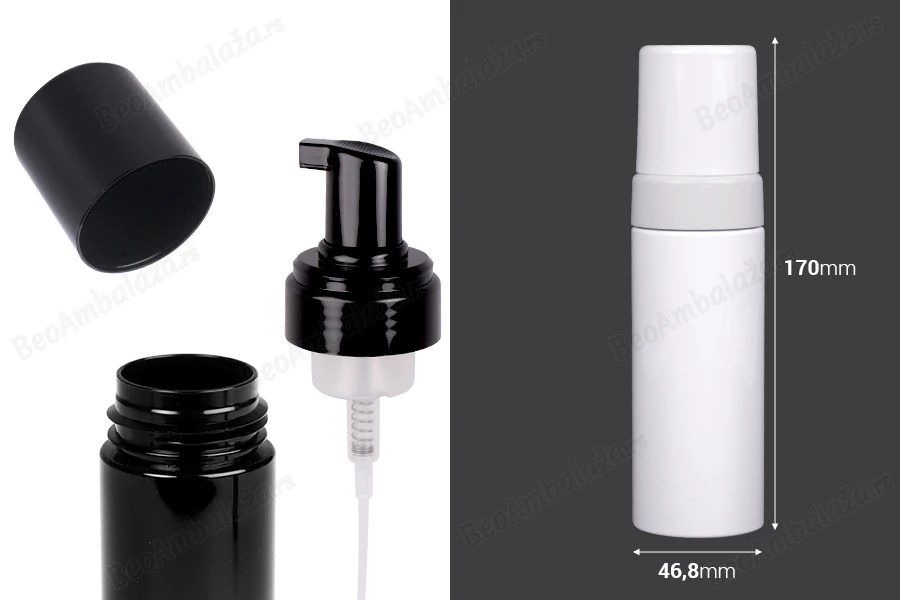 PET plastična flašica 150mL sa pumpicom za penu - 12 kom-dimenzije_slike