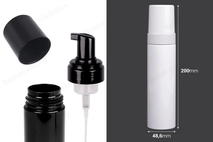 PET plastična bočica 200mL sa pumpicom za penu - 12 kom-dimenzije_slike