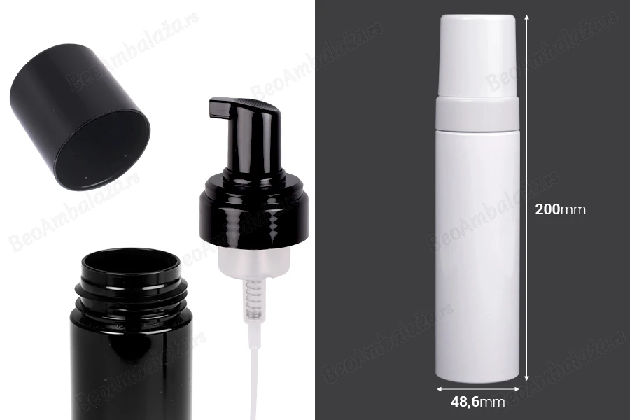 PET plastična bočica 200mL sa pumpicom za penu - 12 kom-dimenzije_slike