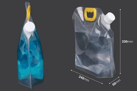 DoyPack kesica za tečnosti 1,5 L providna sa belim sigurnosnim zatvaračem i ručkom – 10 kom-2