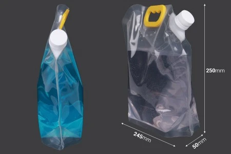 DoyPack kesica za tečnosti 2 L providna sa belim sigurnosnim zatvaračem i ručkom – 10 kom-2
