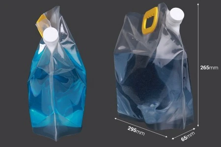 DoyPack kesa za tečnosti 2,5 L providna sa belim sigurnosnim zatvaračem i ručkom – 10 kom-2