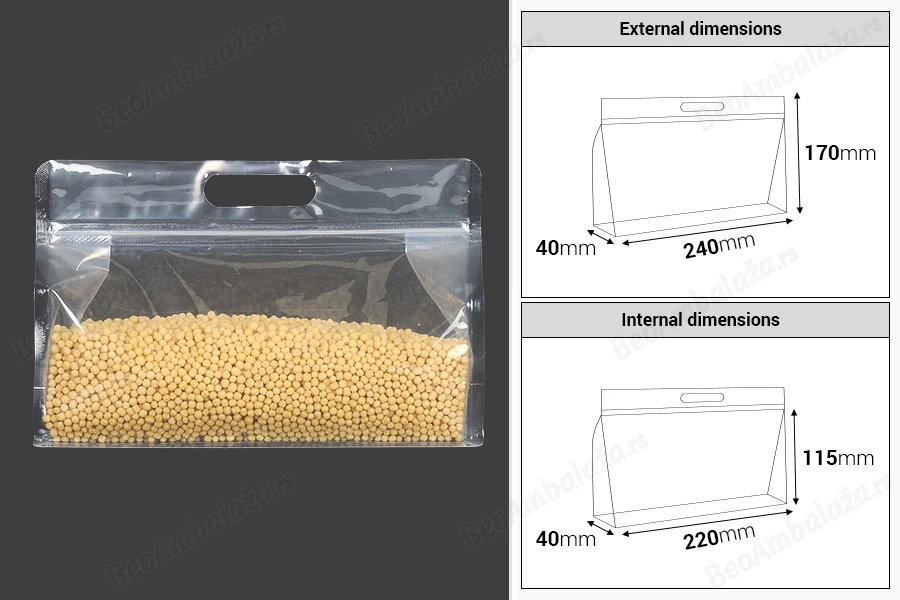 DoyPack kesice 240x40x170mm providne sa zip zatvaranjem i mogućnošću termo zatvaranja – 50 kom-dimenzije_slike