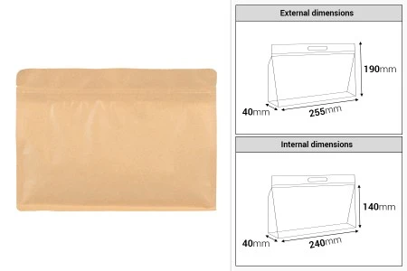 DoyPack kesice 255x40x190mm kraft sa zip zatvaranjem i mogućnošću termo zatvaranja – 50 kom-2