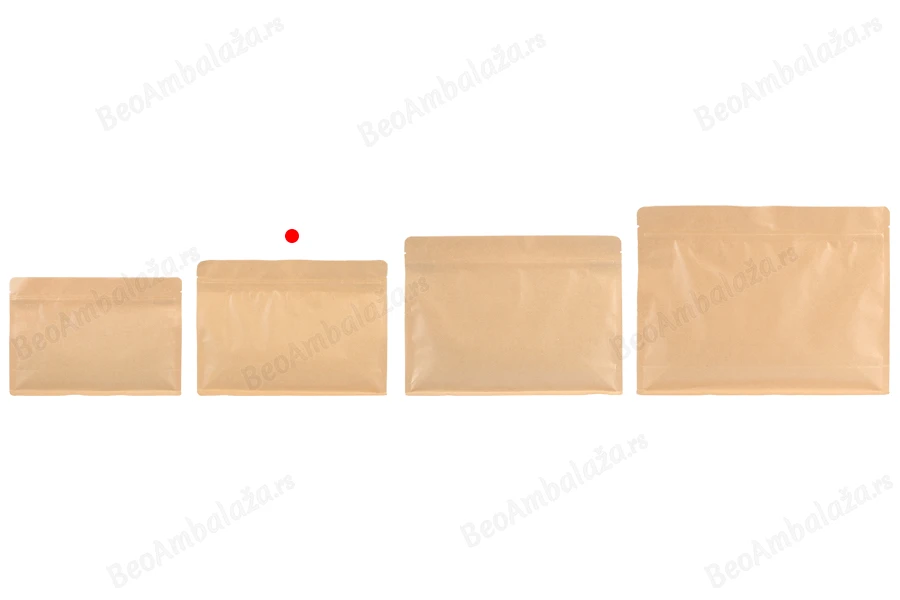 DoyPack kesice 255x40x190mm kraft sa zip zatvaranjem i mogućnošću termo zatvaranja – 50 kom-