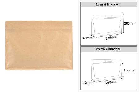 DoyPack kesice 275x40x205mm kraft sa zip zatvaranjem i mogućnošću termo zatvaranja – 50 kom-2