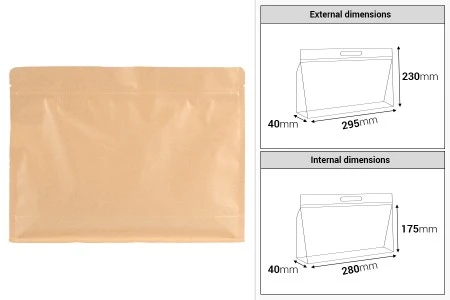 DoyPack kesice 295x40x230mm kraft sa zip zatvaranjem i mogućnošću termo zatvaranja – 50 kom-2
