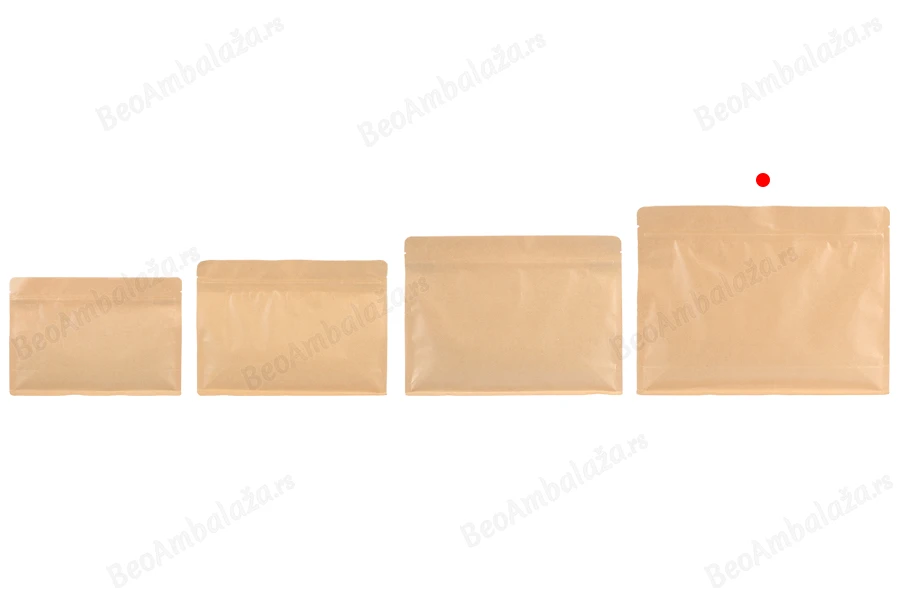 DoyPack kesice 295x40x230mm kraft sa zip zatvaranjem i mogućnošću termo zatvaranja – 50 kom-
