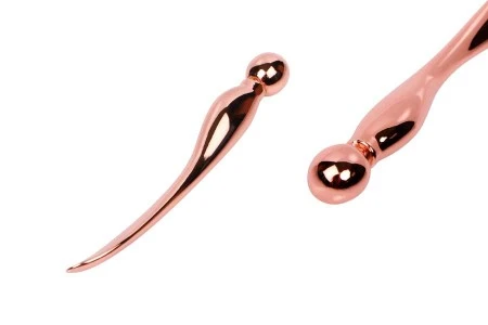 Metalna spatula za kreme 77mm u roze - zlatnoj boji sa kuglicom na kraju - 6 kom-1