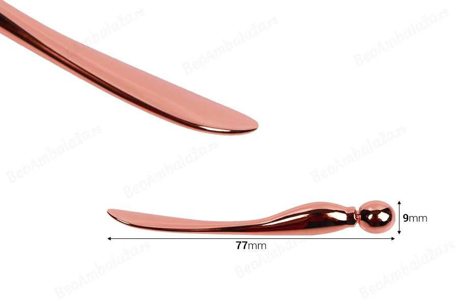 Metalna spatula za kreme 77mm u roze - zlatnoj boji sa kuglicom na kraju - 6 kom-dimenzije_slike