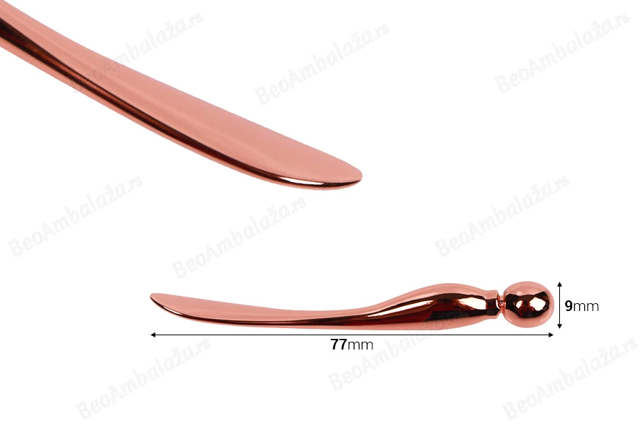 Metalna spatula za kreme 77mm u roze - zlatnoj boji sa kuglicom na kraju - 6 kom-dimenzije_slike