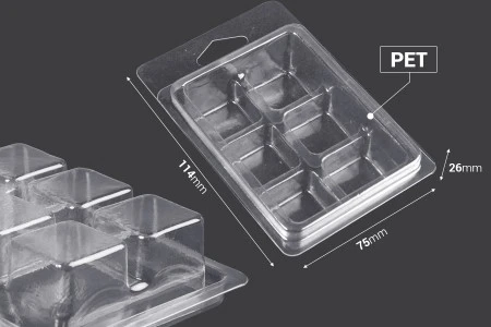 Plastični (PET) kalup sa 6 mesta za kocke voska (melts) - 20 kom-2