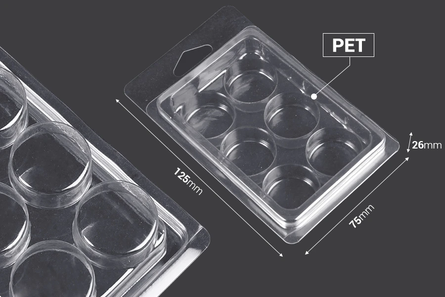 Plastični (PET) kalup sa 6 mesta za krugove voska (melts) - 20 kom Plastični (PET) kalup sa 6 mesta za krugove voska (melts) - 20 kom