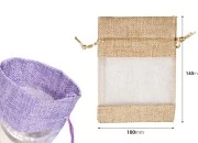 Lanene vrećice 100x140 mm sa prozorom od tila, u raznim bojama - 50 kom