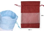 Lanene vrećice 130x180 mm sa prozorom od tila, u raznim bojama - 25 kom