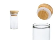 Staklena providna epruveta 30 ml sa poklopcem od bambusa i sigurnosnom gumicom – 6 kom Staklena providna epruveta 30 ml sa poklopcem od bambusa i sigurnosnom gumicom – 6 kom