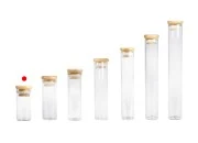 Staklena providna epruveta 30 ml sa poklopcem od bambusa i sigurnosnom gumicom – 6 kom Staklena providna epruveta 30 ml sa poklopcem od bambusa i sigurnosnom gumicom – 6 kom