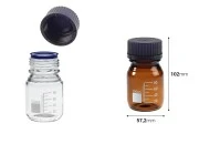Graduisana staklena boca od 100 ml sa crnim plastičnim poklopcem Graduisana staklena boca od 100 ml sa crnim plastičnim poklopcem