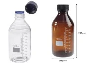 Graduisana staklena boca od 1000 ml sa crnim plastičnim poklopcem Graduisana staklena boca od 1000 ml sa crnim plastičnim poklopcem