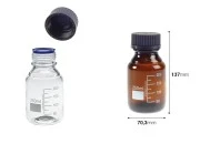 Graduisana staklena boca od 250 ml sa crnim plastičnim poklopcem Graduisana staklena boca od 250 ml sa crnim plastičnim poklopcem