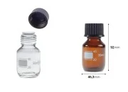 Graduisana staklena boca od 50 ml sa crnim plastičnim poklopcem Graduisana staklena boca od 50 ml sa crnim plastičnim poklopcem