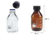 Graduisana staklena boca od 500 ml sa crnim plastičnim poklopcem Graduisana staklena boca od 500 ml sa crnim plastičnim poklopcem