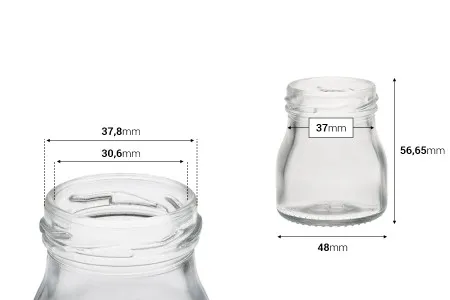 Staklena teglica 50mL (za T.O 43 zatvarač) - bez zatvarača-2
