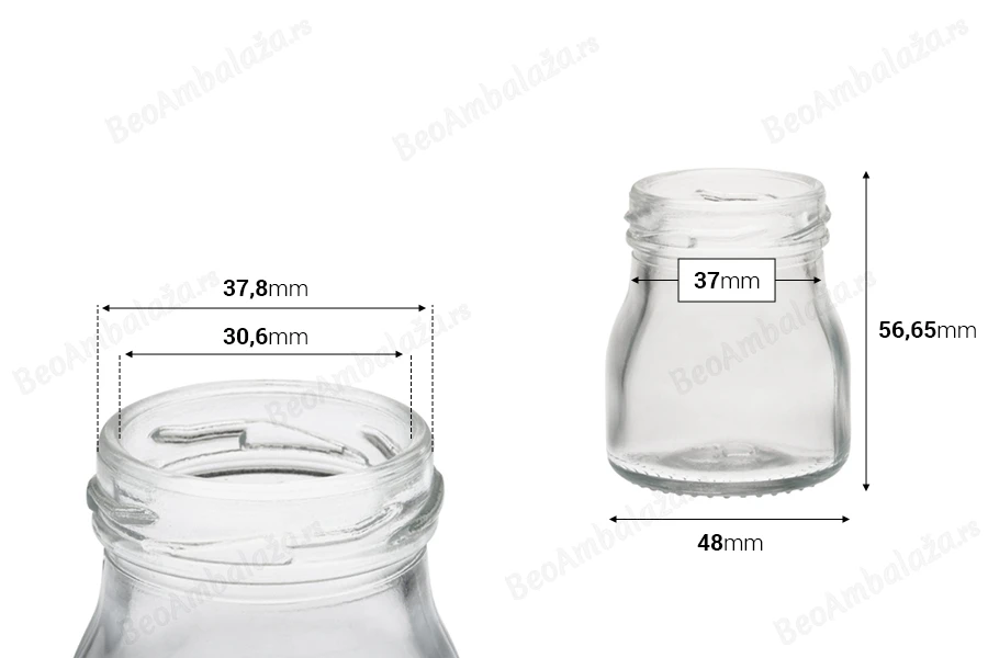 Staklena teglica 50mL (za T.O 43 zatvarač) - bez zatvarača-dimenzije_slike