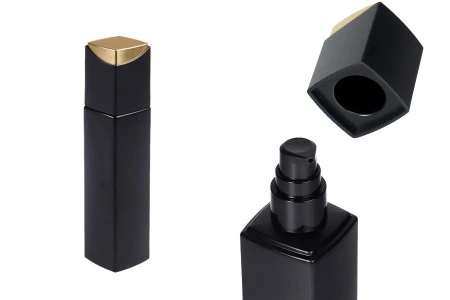 Luksuzna crna mat staklena bočica 100mL sa pumpicom za kreme i posebnim zatvaračem-1