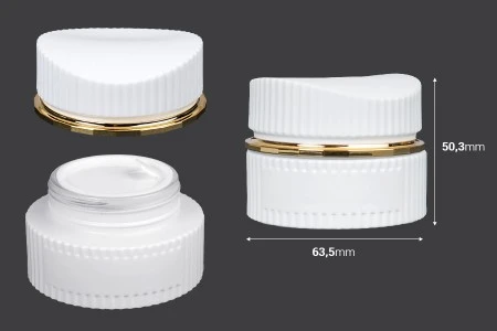 Staklena teglica 30 ml luksuzna bela mat za kremu sa zatvaračem i plastičnim međupoklopcem-2