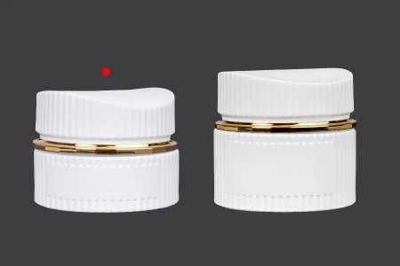 Staklena teglica 30 ml luksuzna bela mat za kremu sa zatvaračem i plastičnim međupoklopcem-5