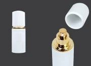 Staklena bočica 30 ml luksuzna bela mat sa poklopcem i zlatnom pumpicom za kremu-slika_proizvoda