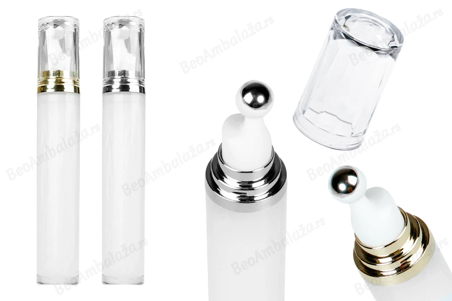 Cilindrična akrilna bočica 20mL za kozmetičku upotrebu sa roll-on pumpicom i providnim zatvaračem - 6 kom-slika_proizvoda