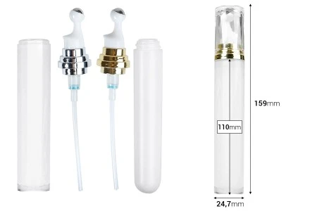 Cilindrična akrilna bočica 20mL za kozmetičku upotrebu sa roll-on pumpicom i providnim zatvaračem - 6 kom-2