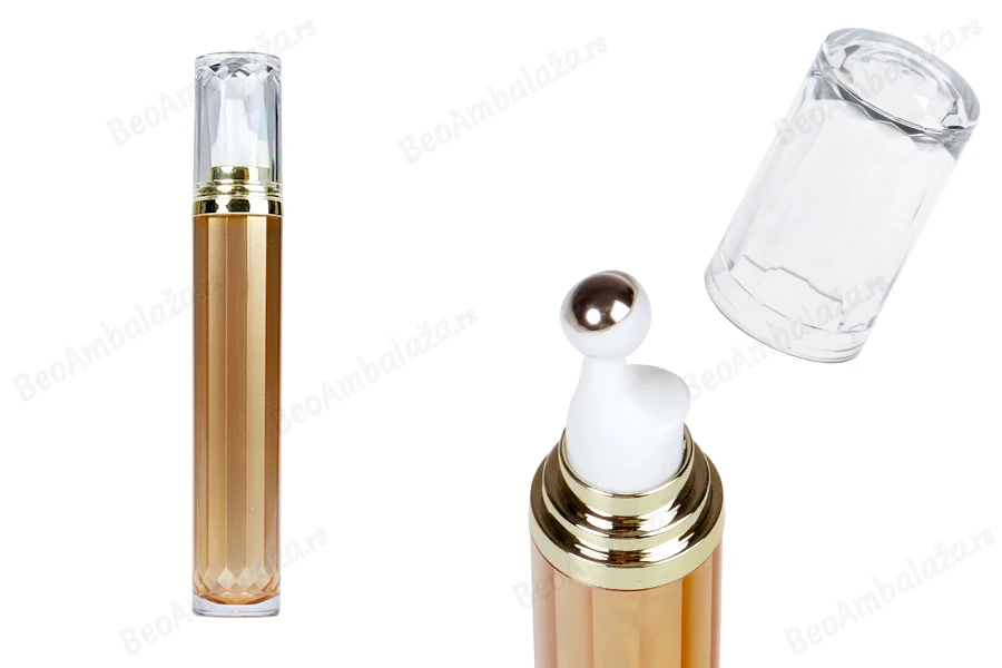 Airless tubica 20mL za kozmetičku upotrebu, braon boje sa roll-on pumpicom i providnim zatvaračem - 6 kom-slika_proizvoda