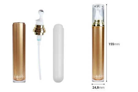 Airless tubica 20mL za kozmetičku upotrebu, braon boje sa roll-on pumpicom i providnim zatvaračem - 6 kom-2