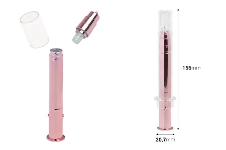 Airless tubica - akrilni špric 10mL za kozmetičku upotrebu, bronzane boje sa zatvaračem - 6 kom-2