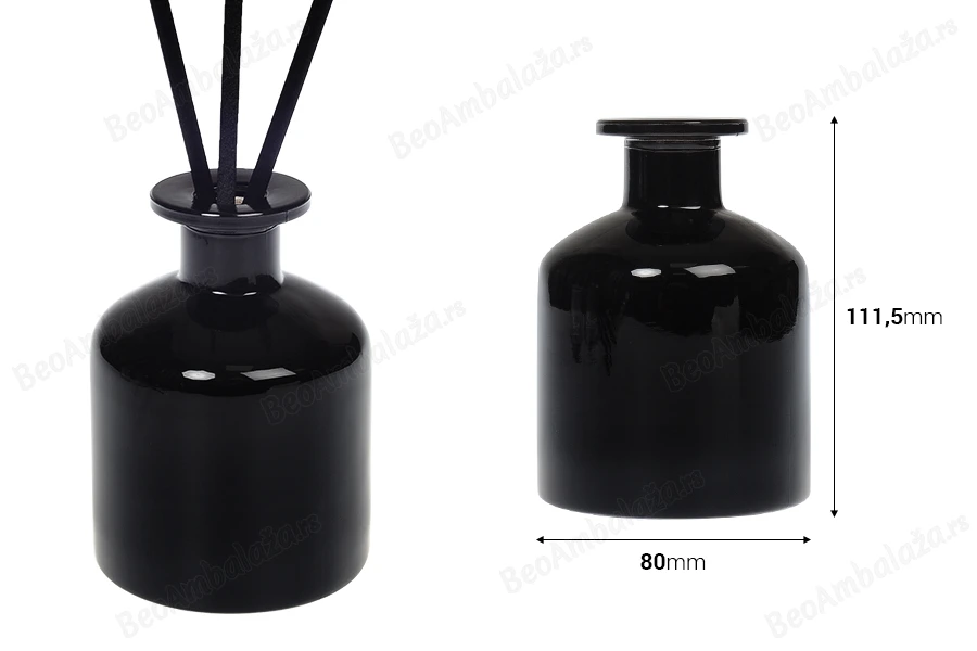 Staklena bočica od 250 ml u crnoj boji pogodna za osveživač prostora-dimenzije_slike